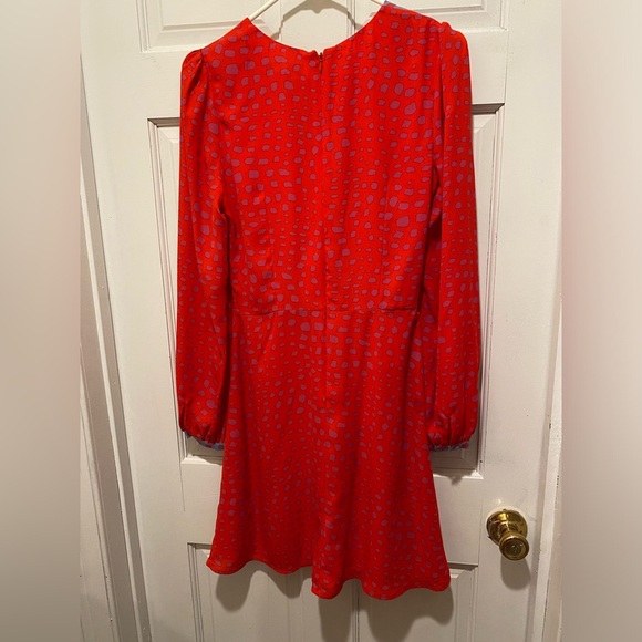 Adelyn Rae Red and Purple Asymmetrical Wrap Dress - Picture 4 of 6